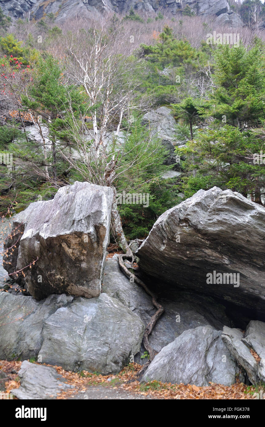 Smugglers' Notch rocks, Vermont, USA Stock Photo