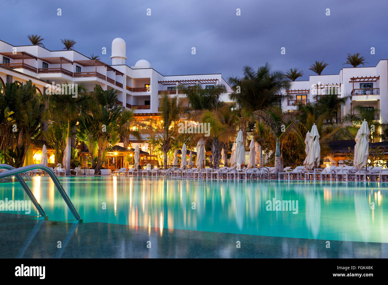 Princess Yaiza hotel view at dusk, in Lanzarote, Canary Islands Stock Photo