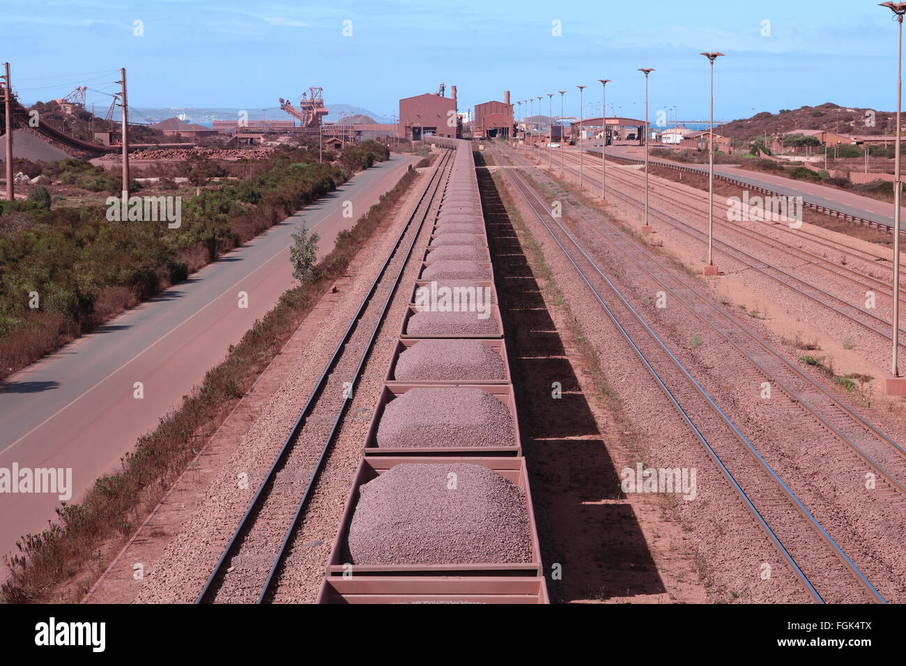 Sishen Saldanha iron ore plant and train, Saldanha bay, Western Cape