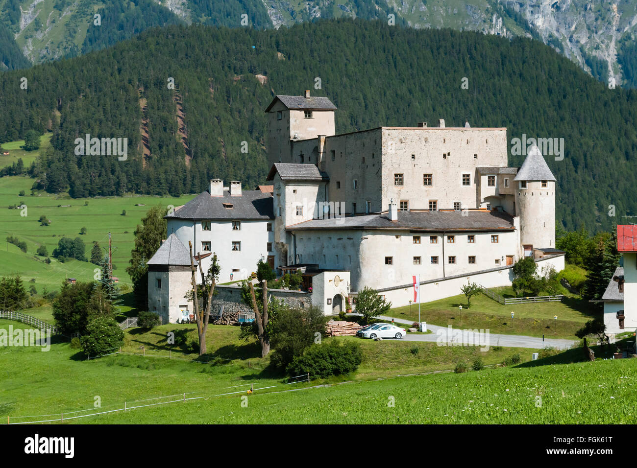 Castle Naudersberg in Nauders, Austria in summer Stock Photo