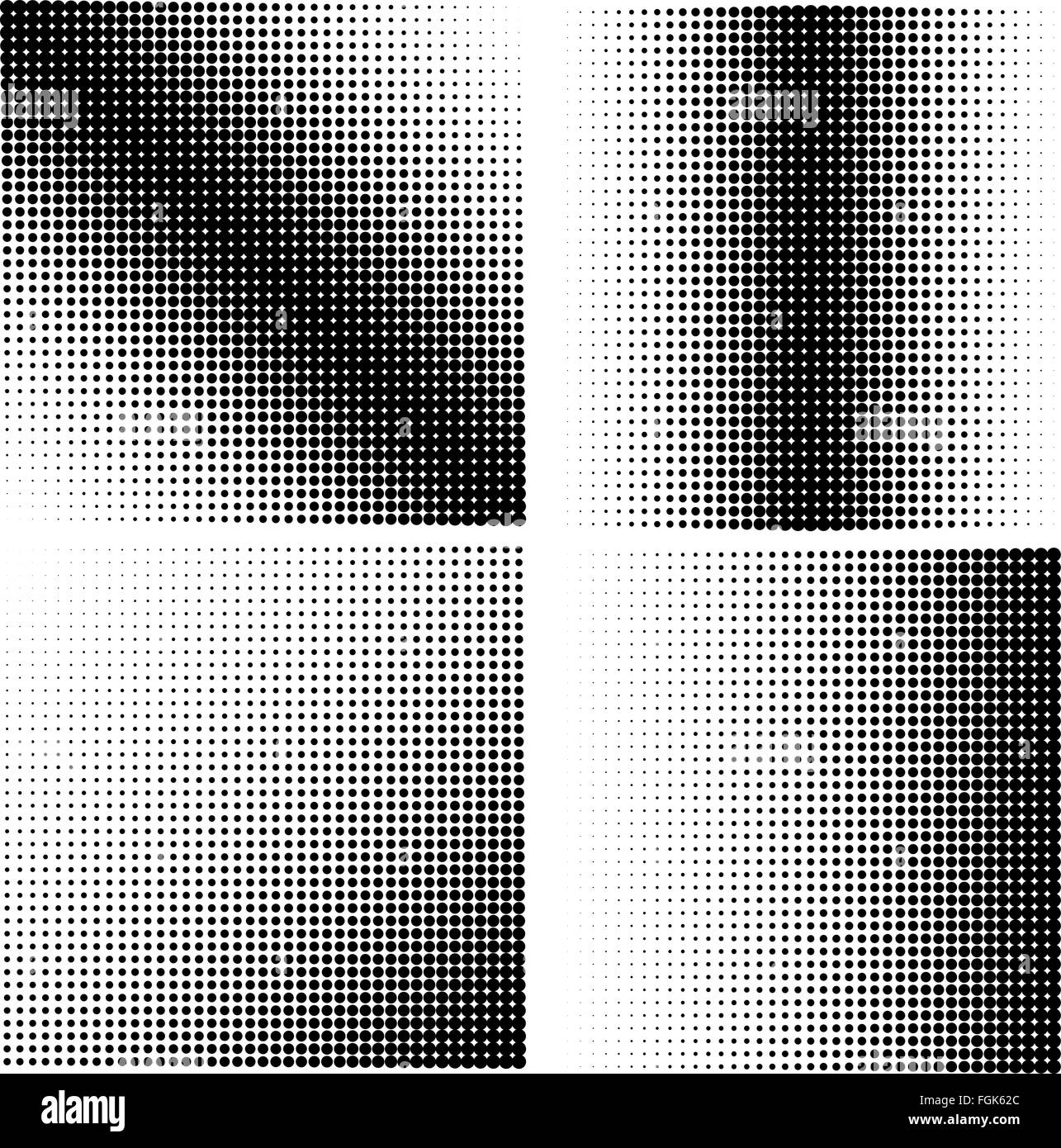 Set of 4 halftones. Vector illustration. Diagonal halftone in square ...