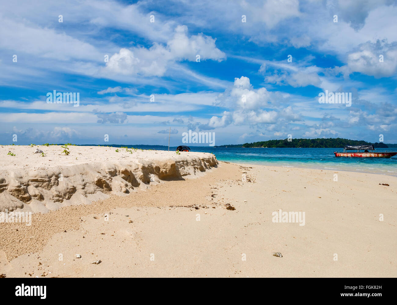 Scene at sea beach at Joly Bouy Island, Mahatama Gandhi marine National Park, Port blair, Andaman, India Stock Photo