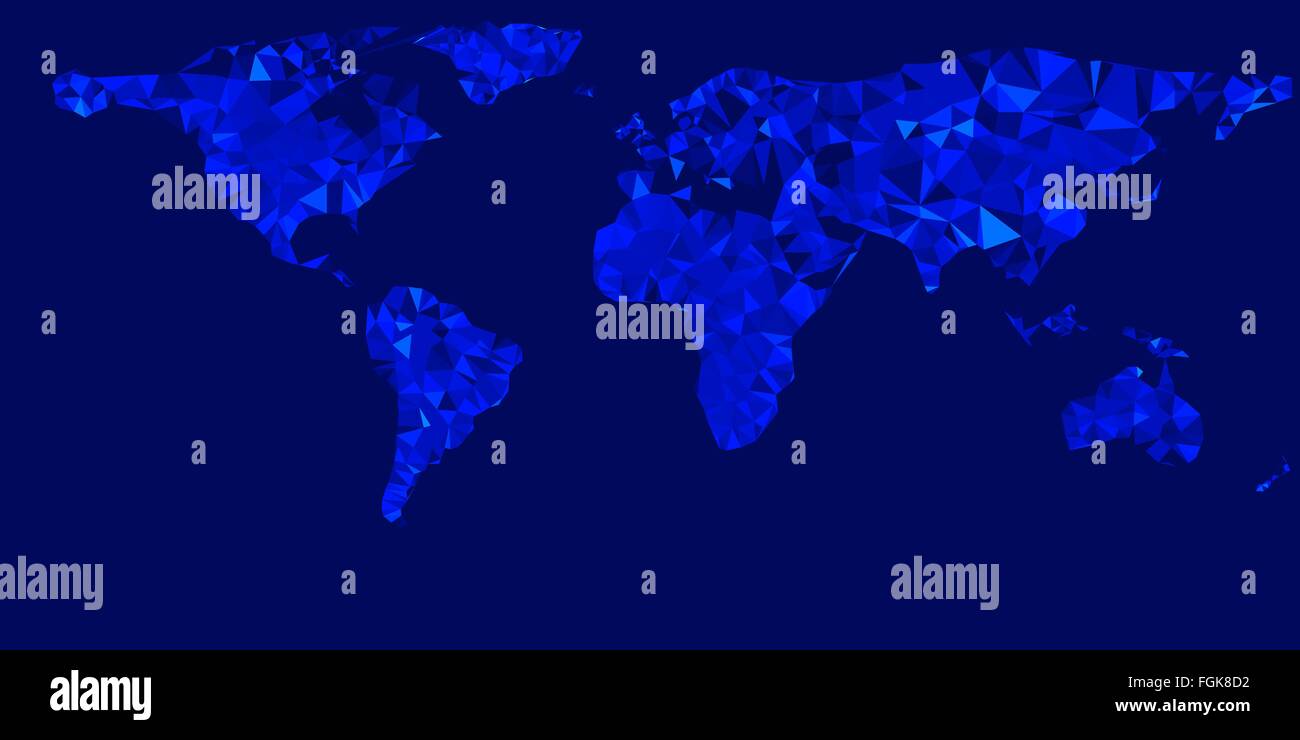 Vector world map illustration with glowing blue triangles eps 10 vector ...