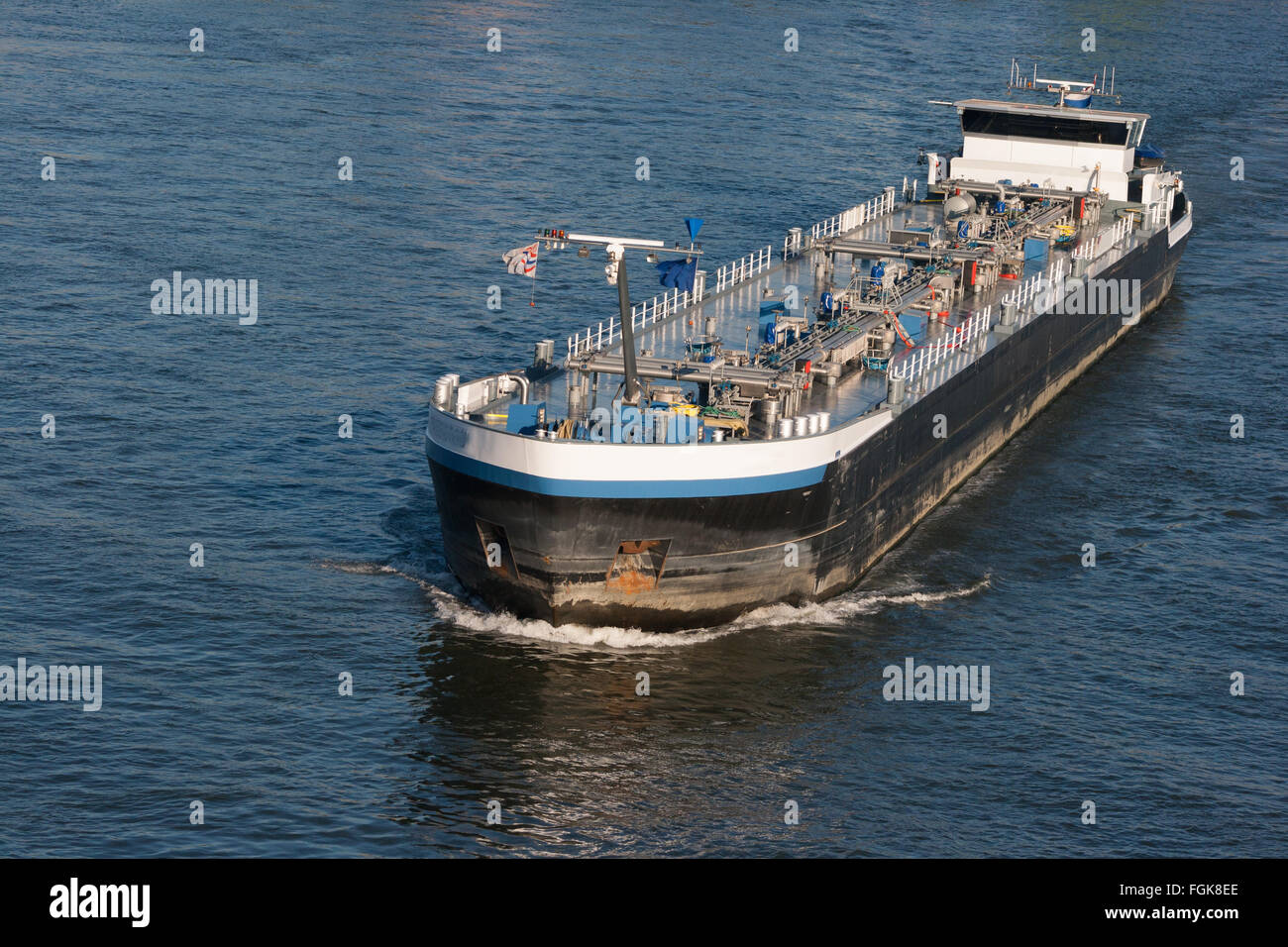 Tanker barge on the German Rhein river. Stock Photo