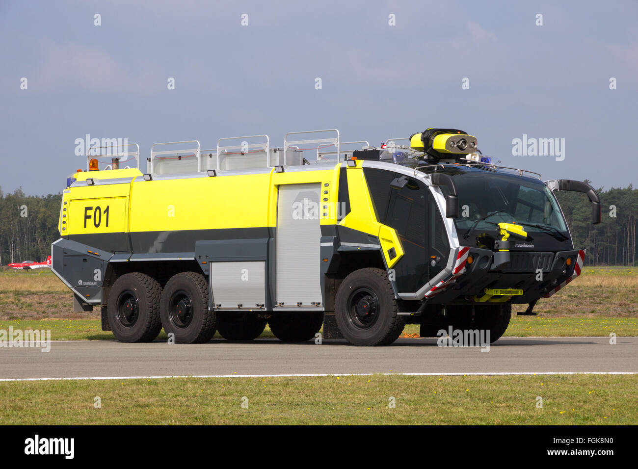 New Rosenbauer PANTHER crashtender firetruck from the Kleine Brogel airbase. Stock Photo