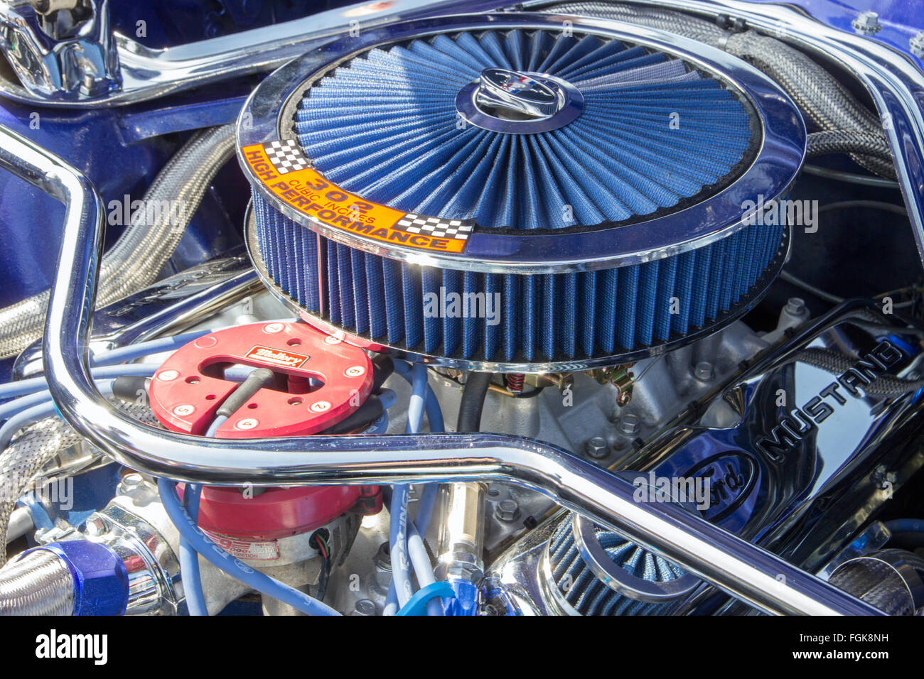 Ford Mustang engine. Stock Photo