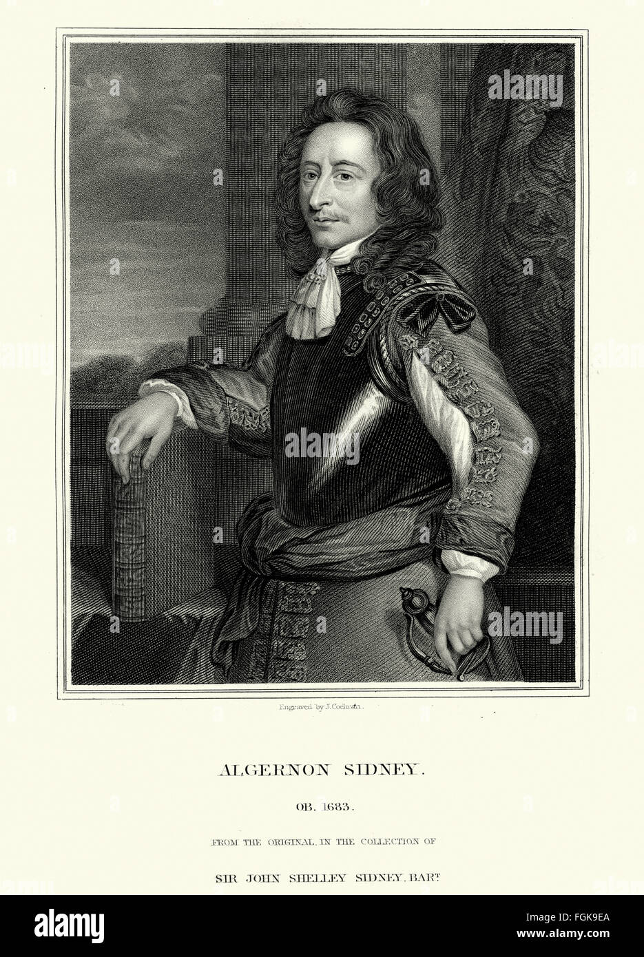 Portrait of Algernon Sidney or Sydney 1623 to 1683 an English politician and member of the Long Parliament. A republican politic Stock Photo