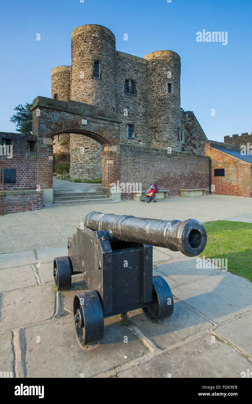 Historic cannon in front of Rye Castle (Ypres Tower) in Rye, East