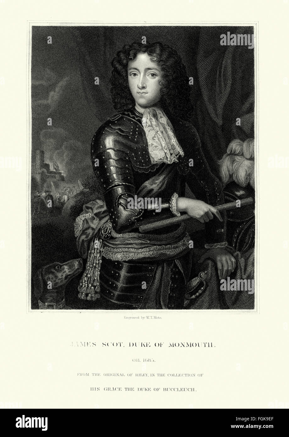 Portrait of James Scott, 1st Duke of Monmouth 1649 to 1685, an English nobleman. Originally called James Crofts or James Fitzroy Stock Photo