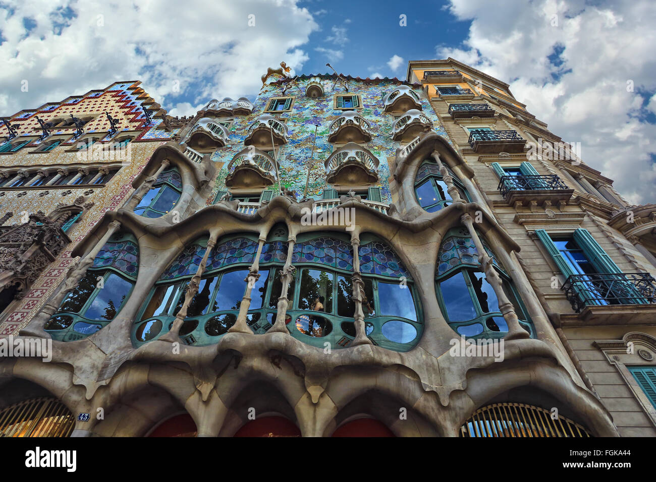 Gaudi project.The facade of the famous building Casa Battlo designed by Antonio Gaudi in Barcelona Stock Photo