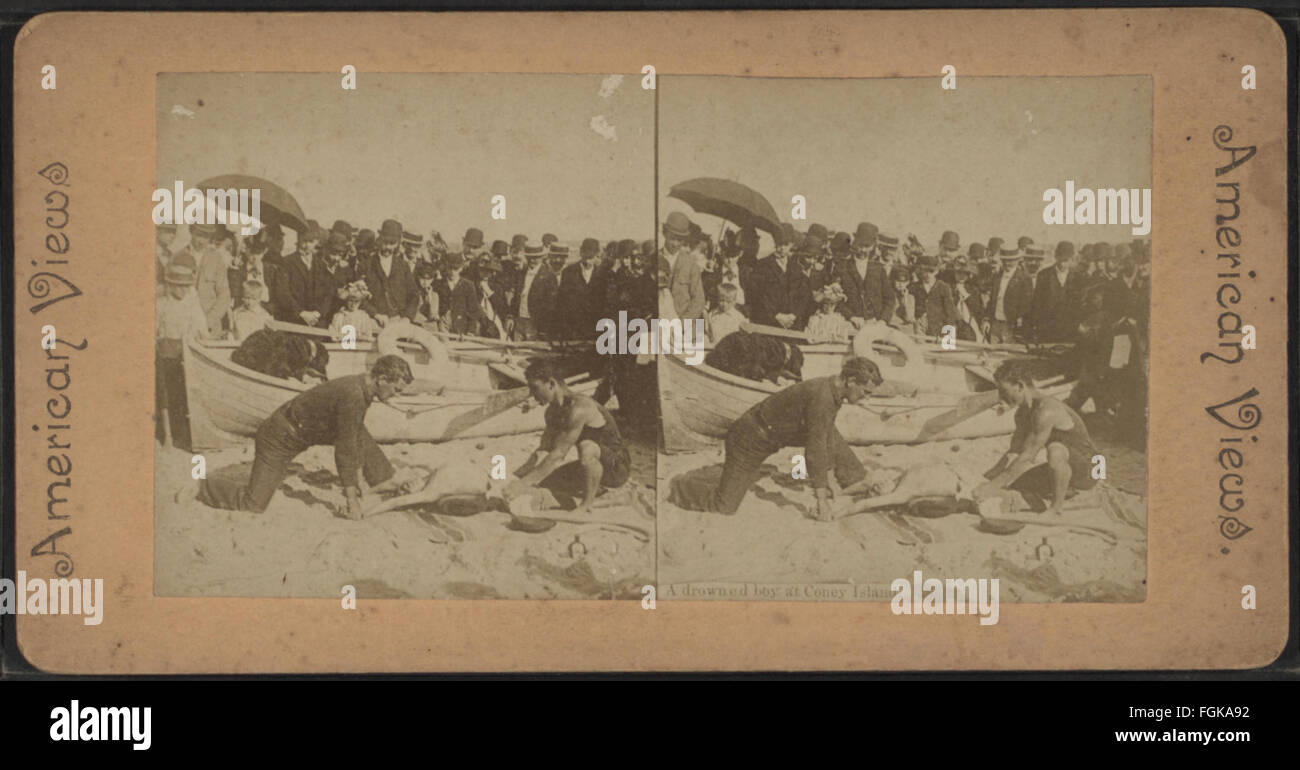 A drowned boy at Coney Island, from Robert N. Dennis collection of