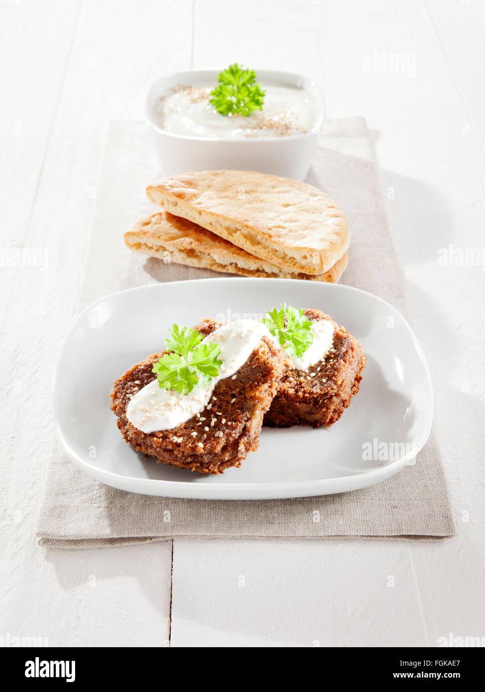 falafel with yogurt and pita bread Stock Photo - Alamy