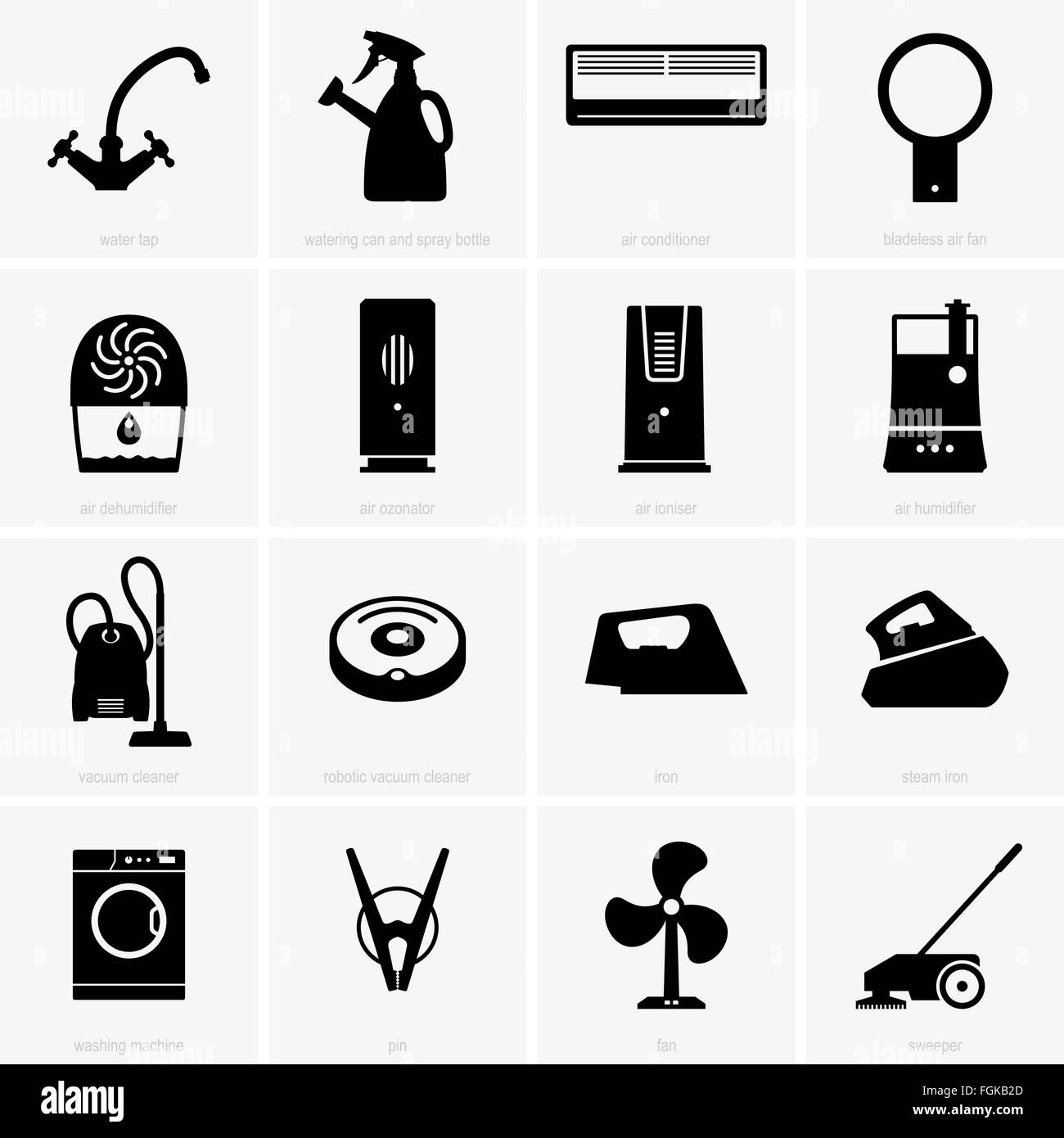Climatic and cleaning appliances Stock Vector