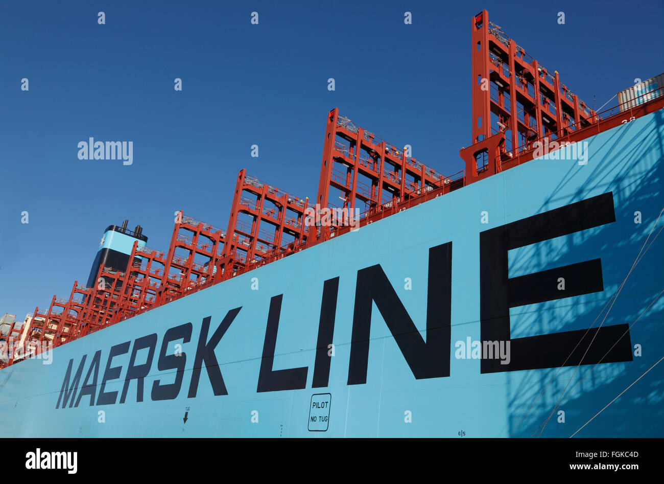 Maersk Line's triple-E ship Majestic Maersk at the Langelinie pier in Copenhagen for presentation and name giving ceremony Stock Photo