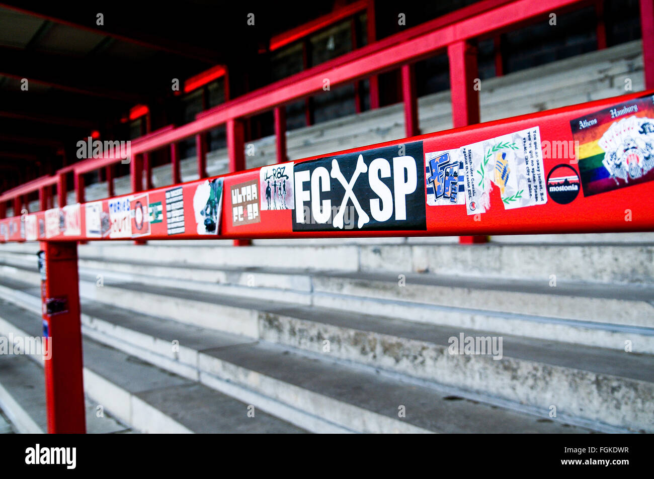 Crowd barriers at Broadhurst Park, FC United of Manchester's ground development, Moston. Stock Photo