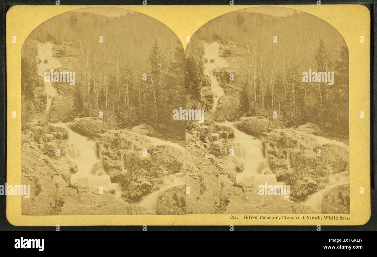 A photograph of Silver Cascade in Crawford Notch, White Mountains, from ...