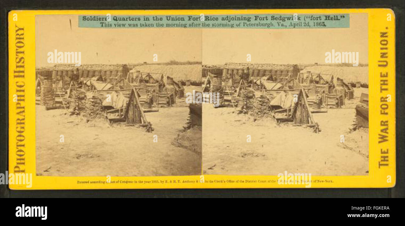 This photograph shows soldiers' quarters at Union Fort Rice, located ...