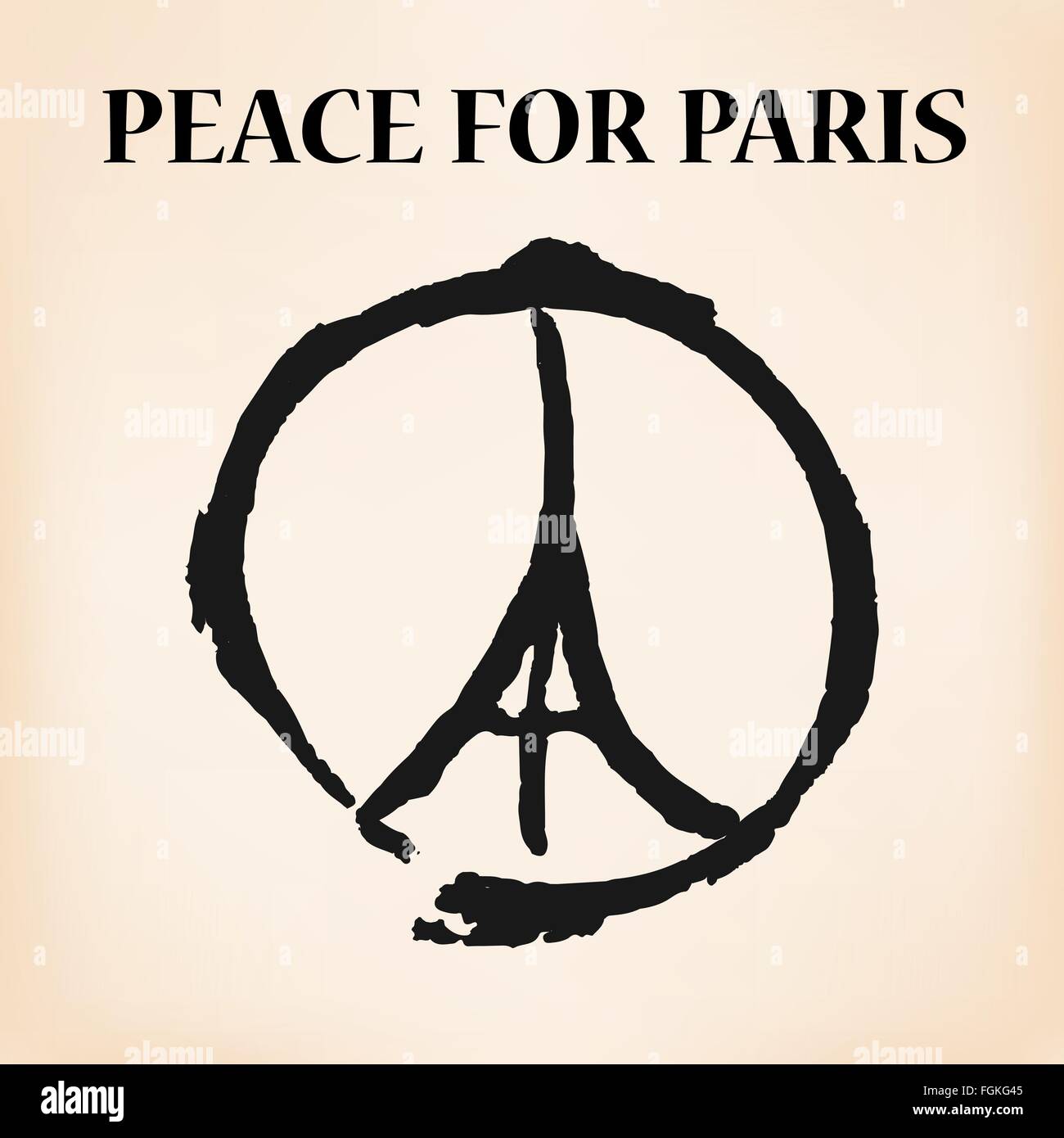 5in x 5in Pray For Paris Eiffel Tower Peace Symbol Bumper Stickers