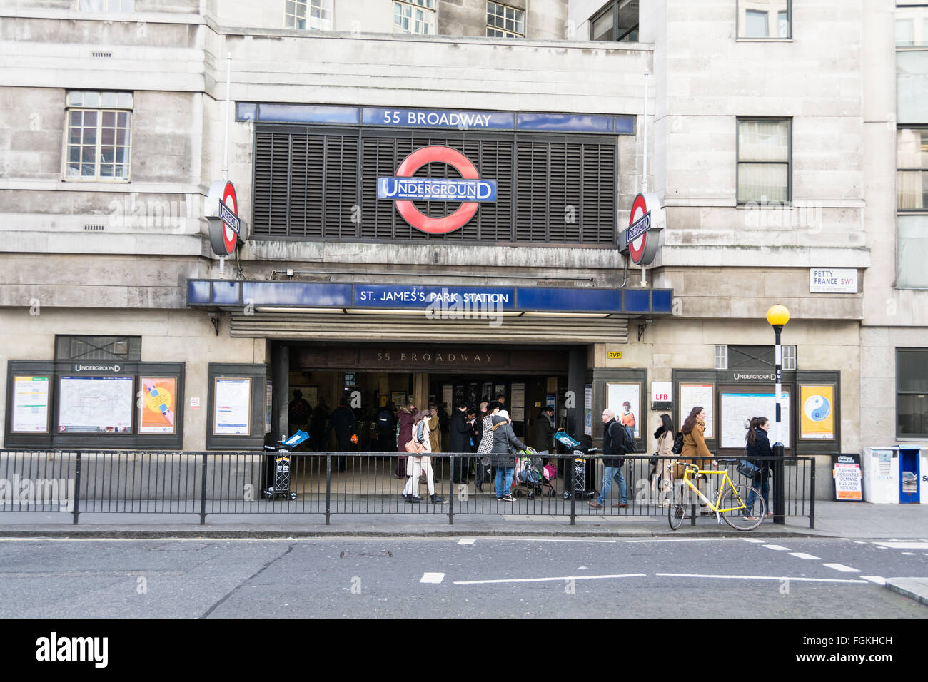 St Jame's Park Station in Petty France, London, Westminster, SW1 Stock Photo