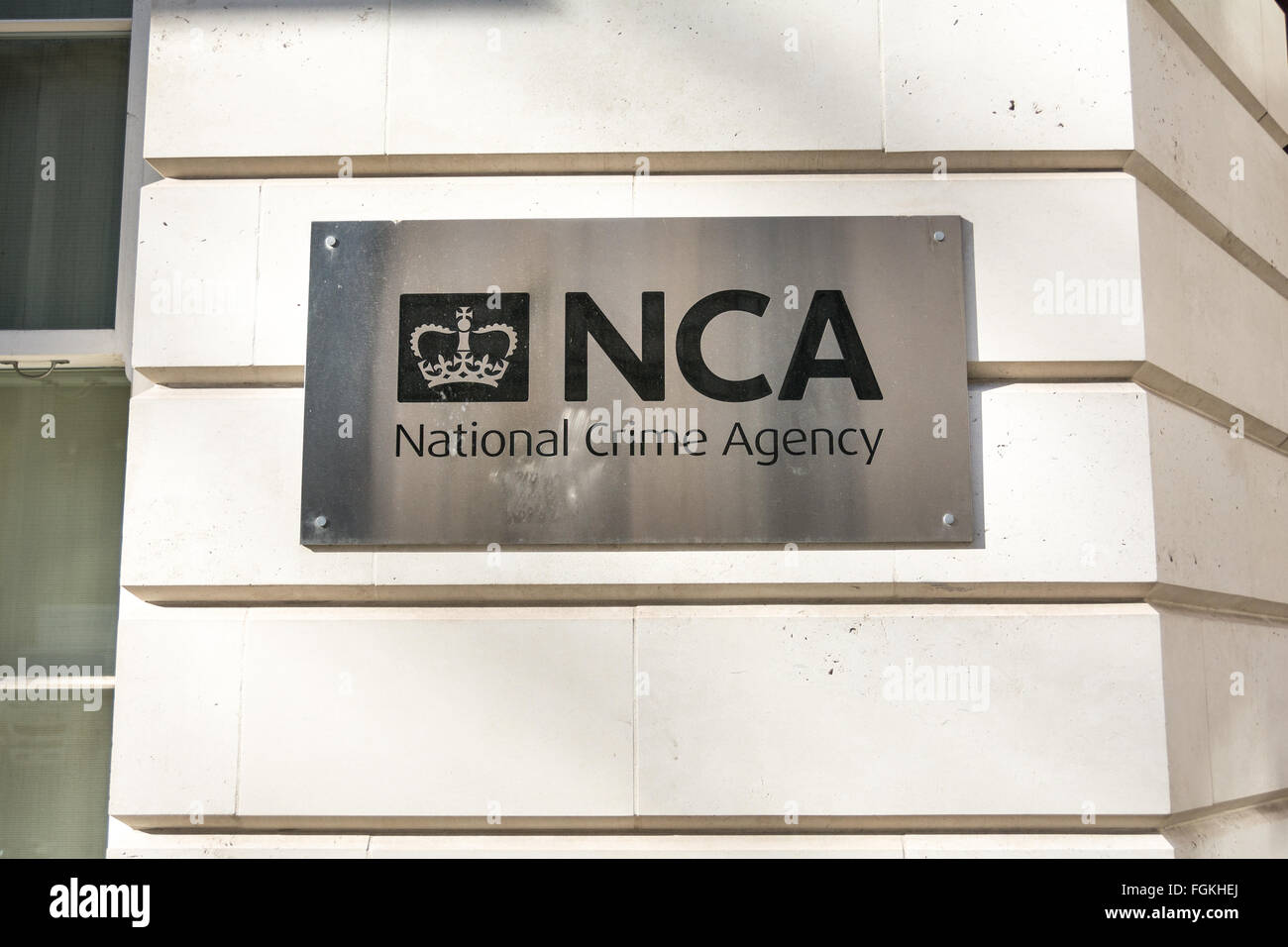 National Crime Agency sign in Westminster, London, UK Stock Photo
