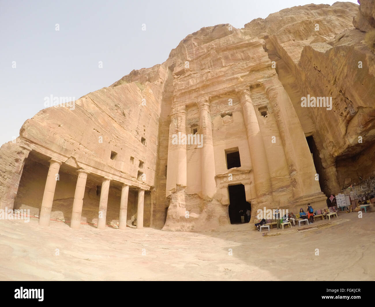 Fisheeye view of Petra Silk Tomb Stock Photo
