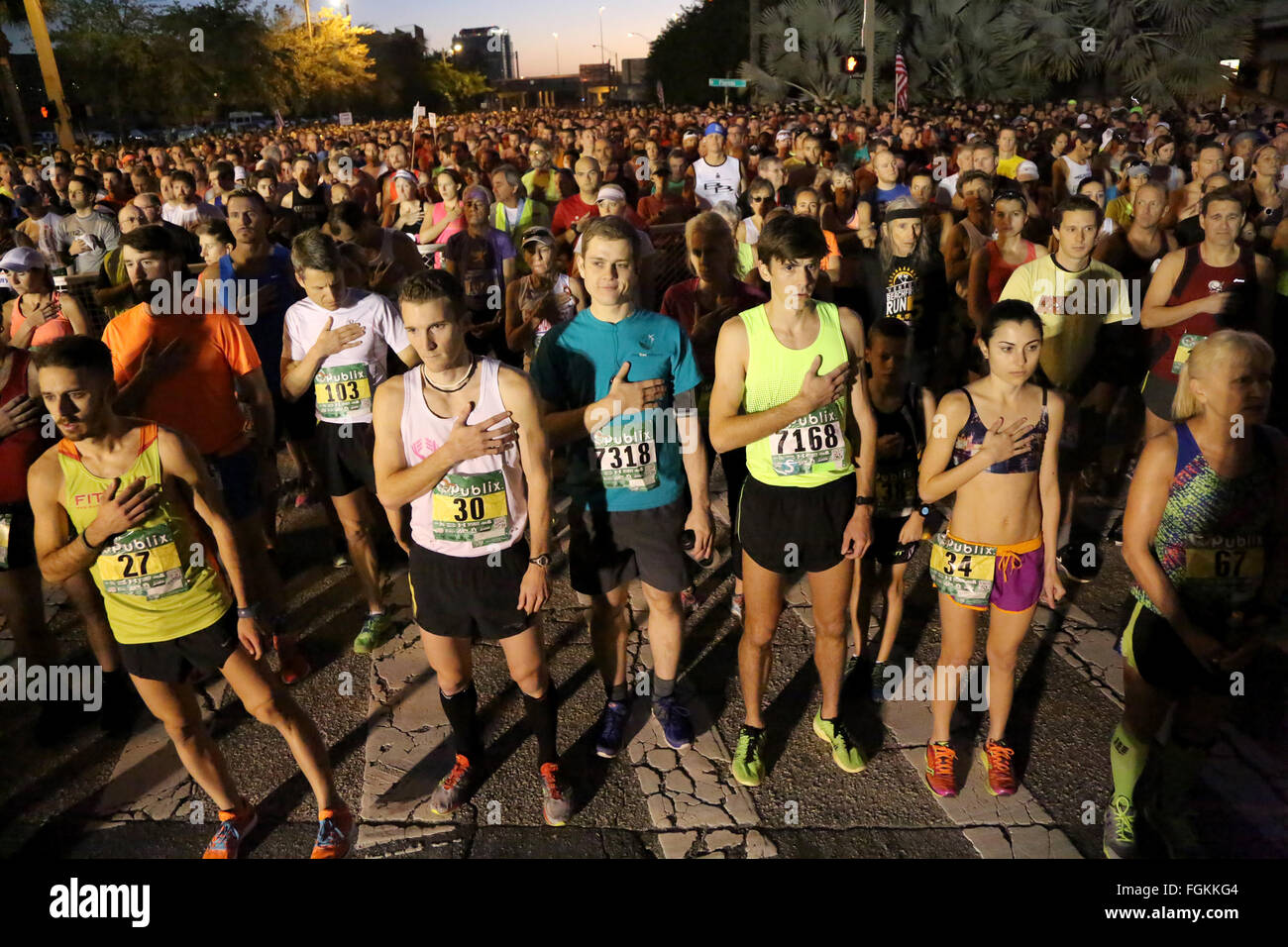 Feb. 20, 2016 - Tampa, Florida, U.S. - Runners observe the National ...