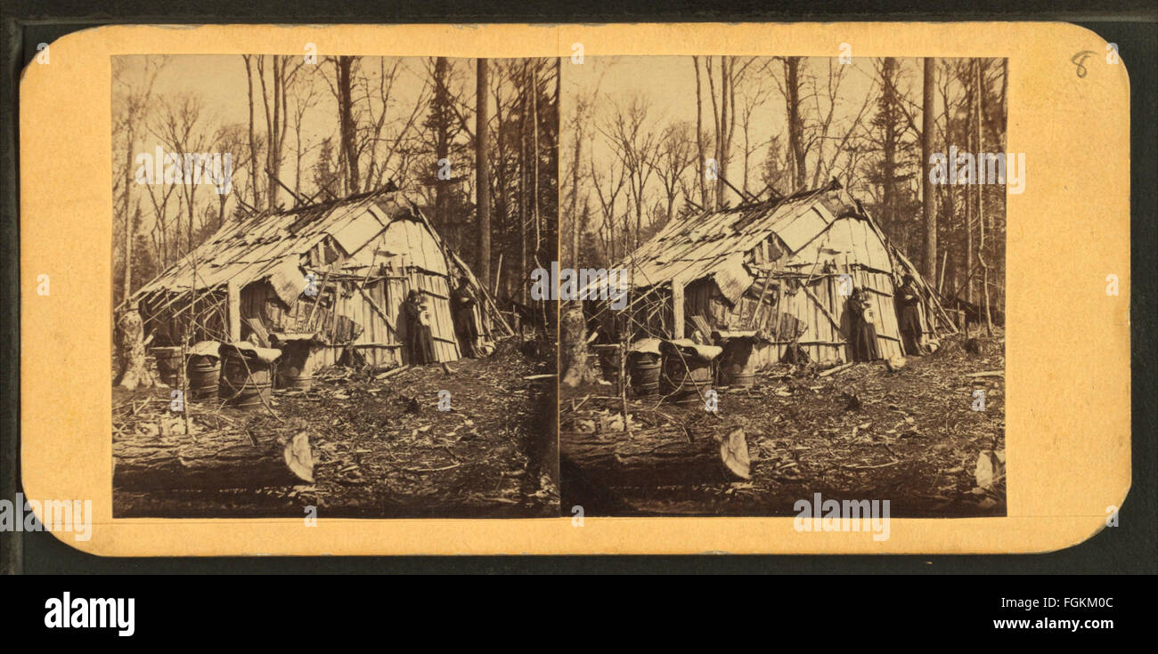 View of a shed of scrap materials, from Robert N. Dennis collection of stereoscopic views Stock Photo