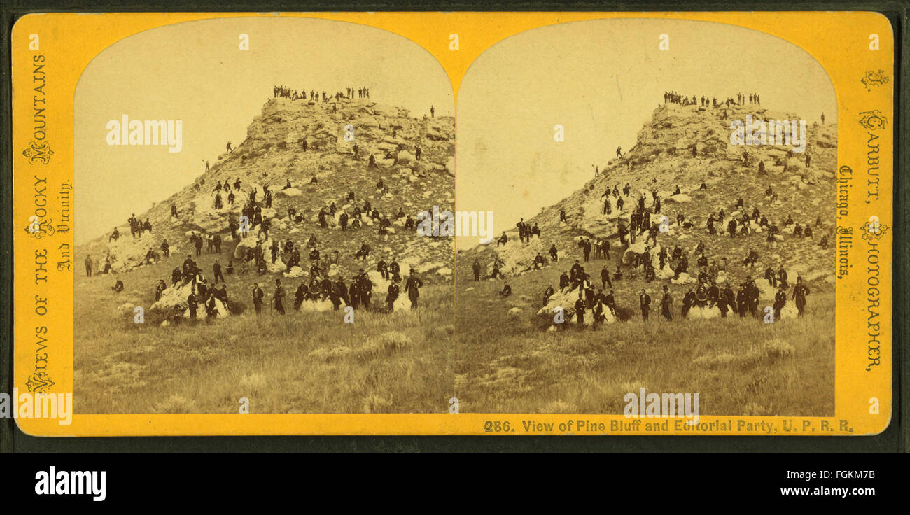 View of Pine Bluff and Editorial Party, U.P.R.R, from Robert N. Dennis collection of stereoscopic views Stock Photo