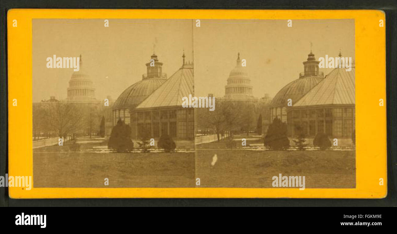 View of the U.S. Capitol, with Botanical Garden in the foreground, from Robert N. Dennis collection of stereoscopic views Stock Photo