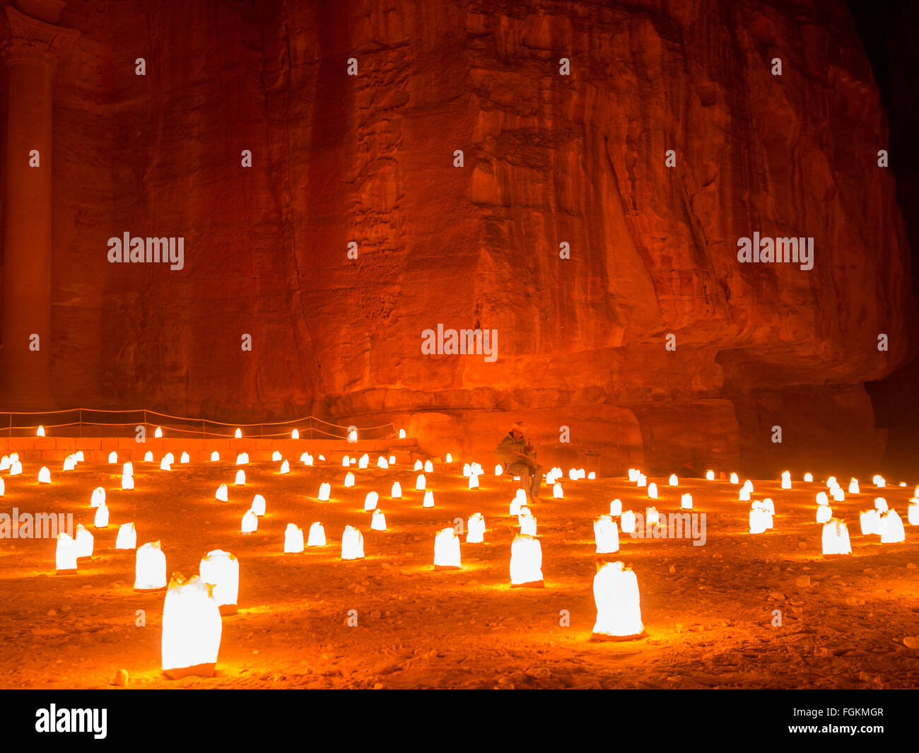 Petra by night Stock Photo