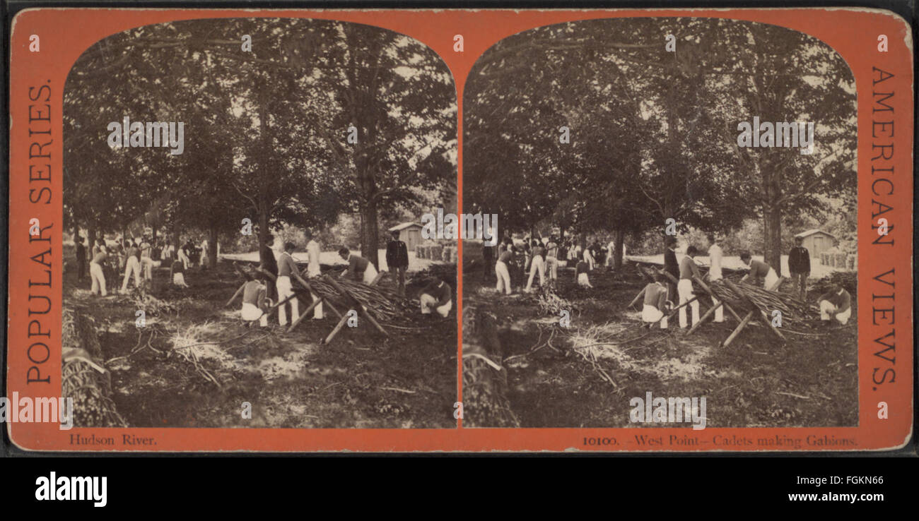 West Point, cadets making gabions, from Robert N. Dennis collection of stereoscopic views Stock Photo