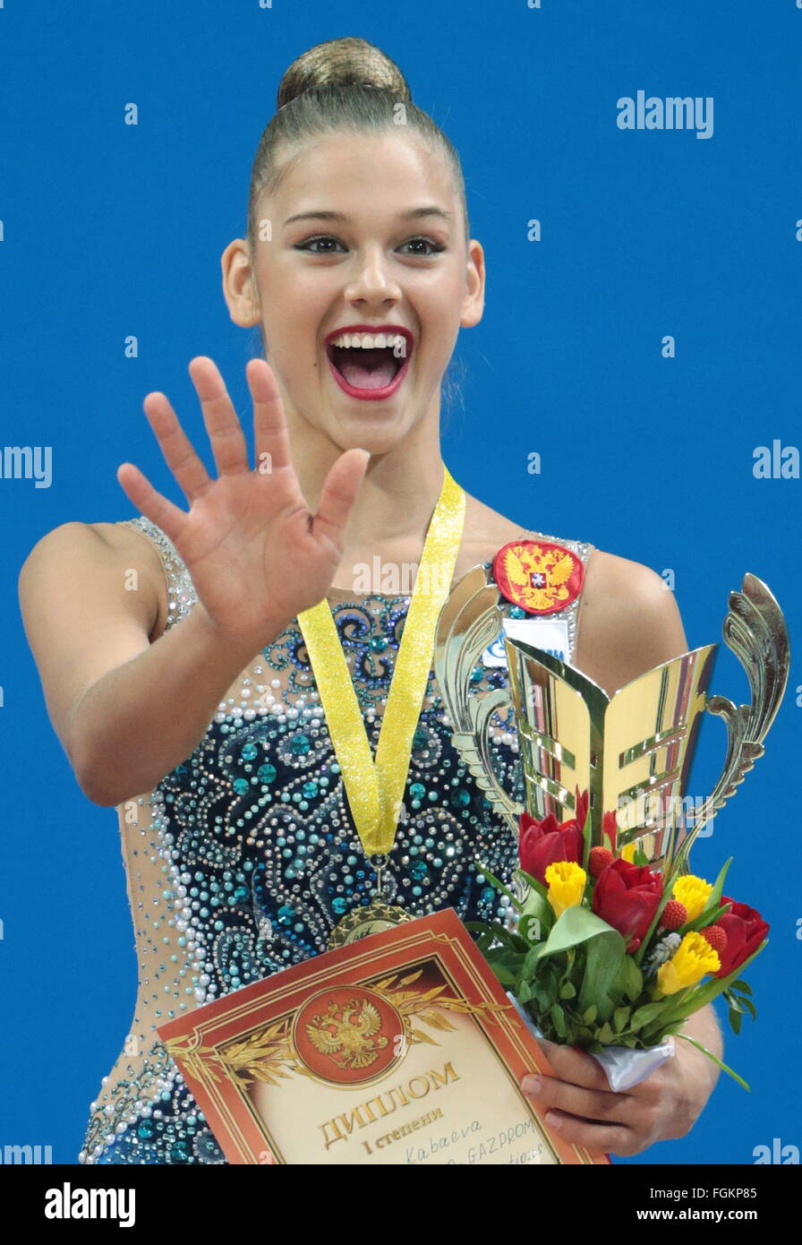 Moscow, Russia. 20th Feb, 2016. First-placed Aleksandra Soldatova Stock ...