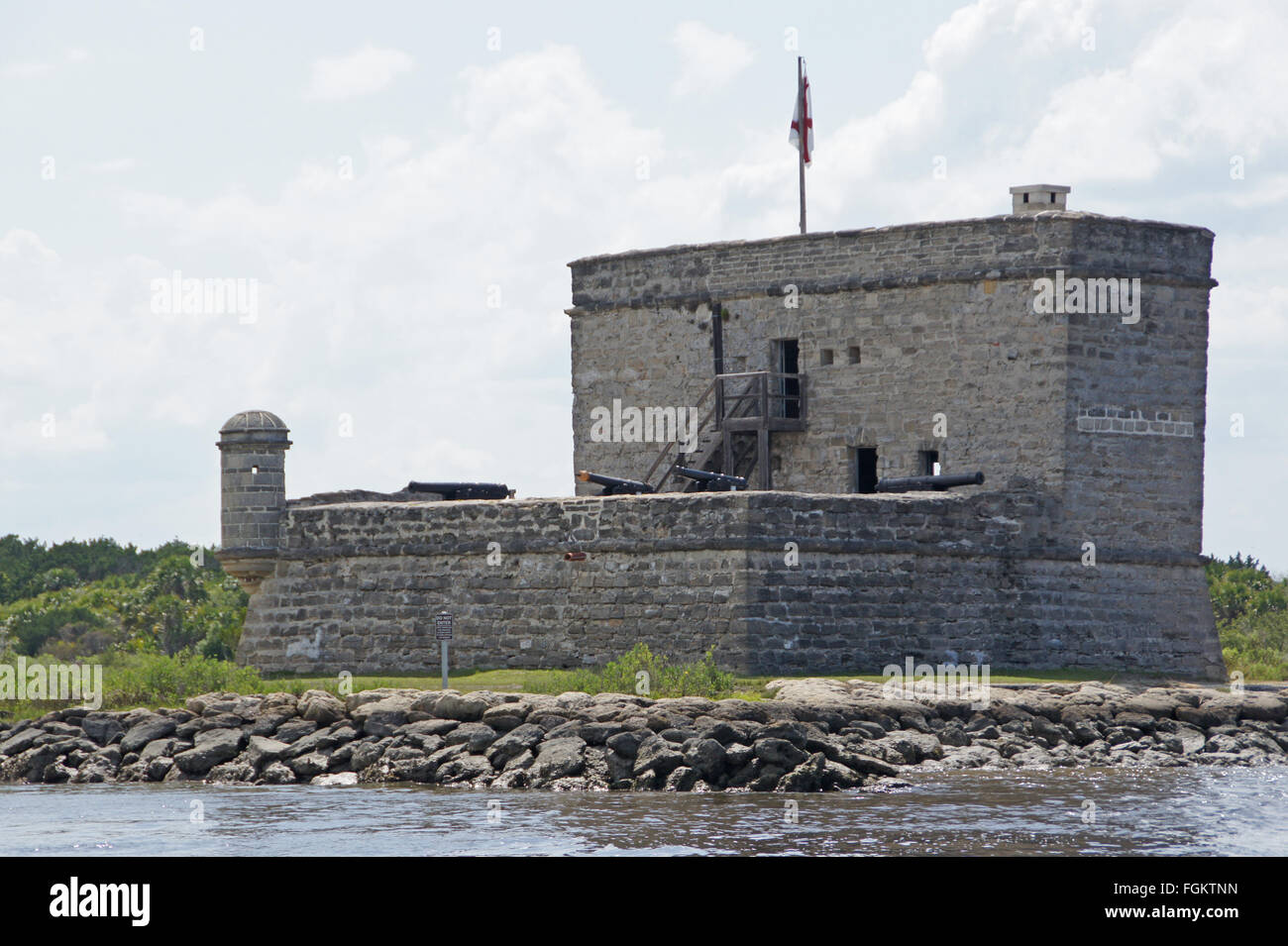Fort Matanzas, Spanish colonial outpost, at river bank south of St ...