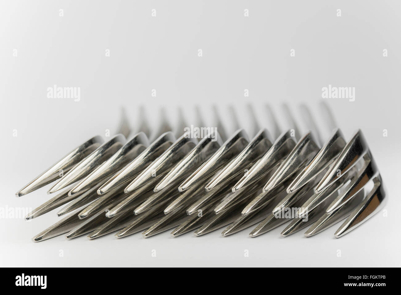 Abstract collection of metal forks Stock Photo
