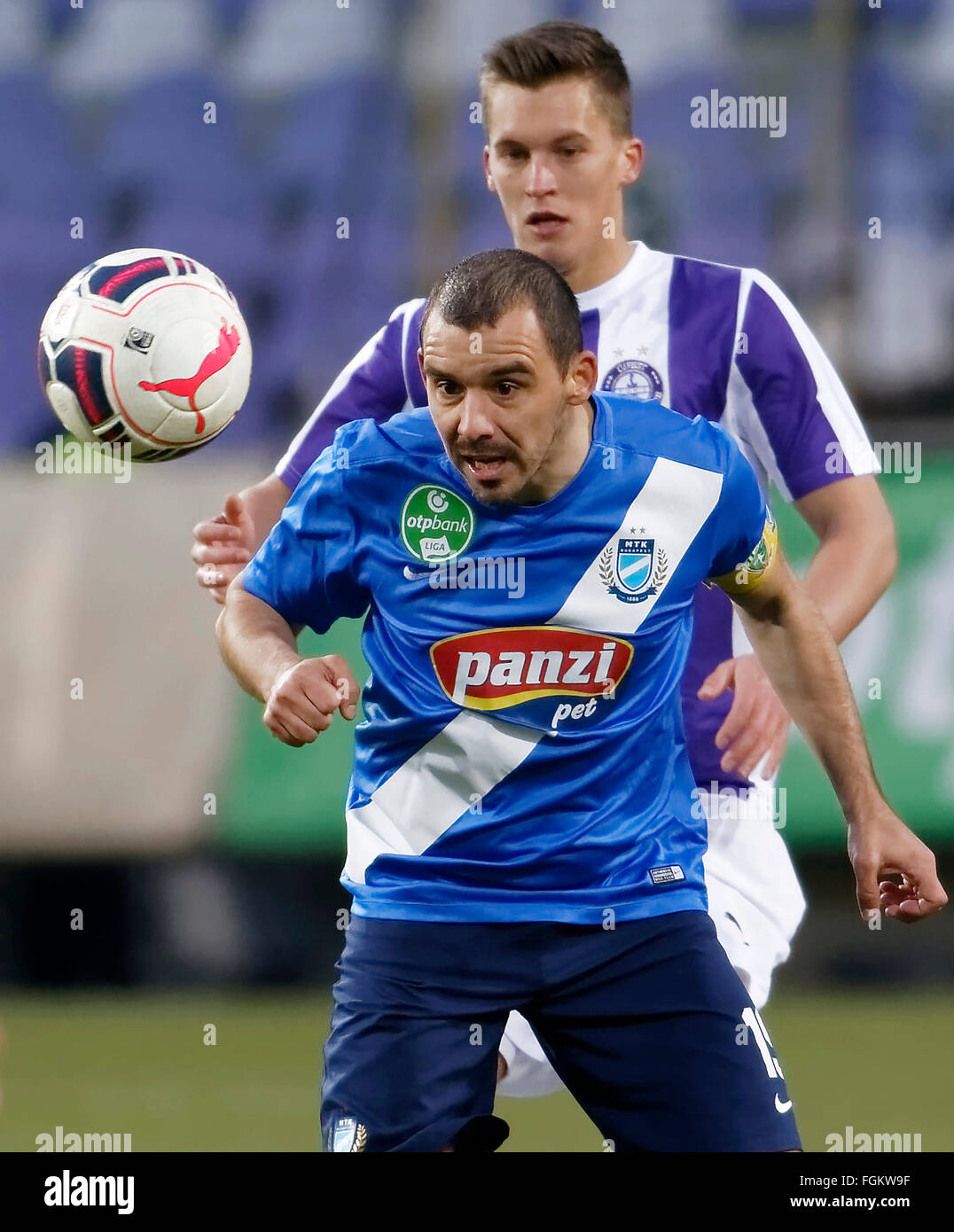 BUDAPEST, HUNGARY - MAY 7, 2016: Bojan Sankovic (R) Of Ujpest FC