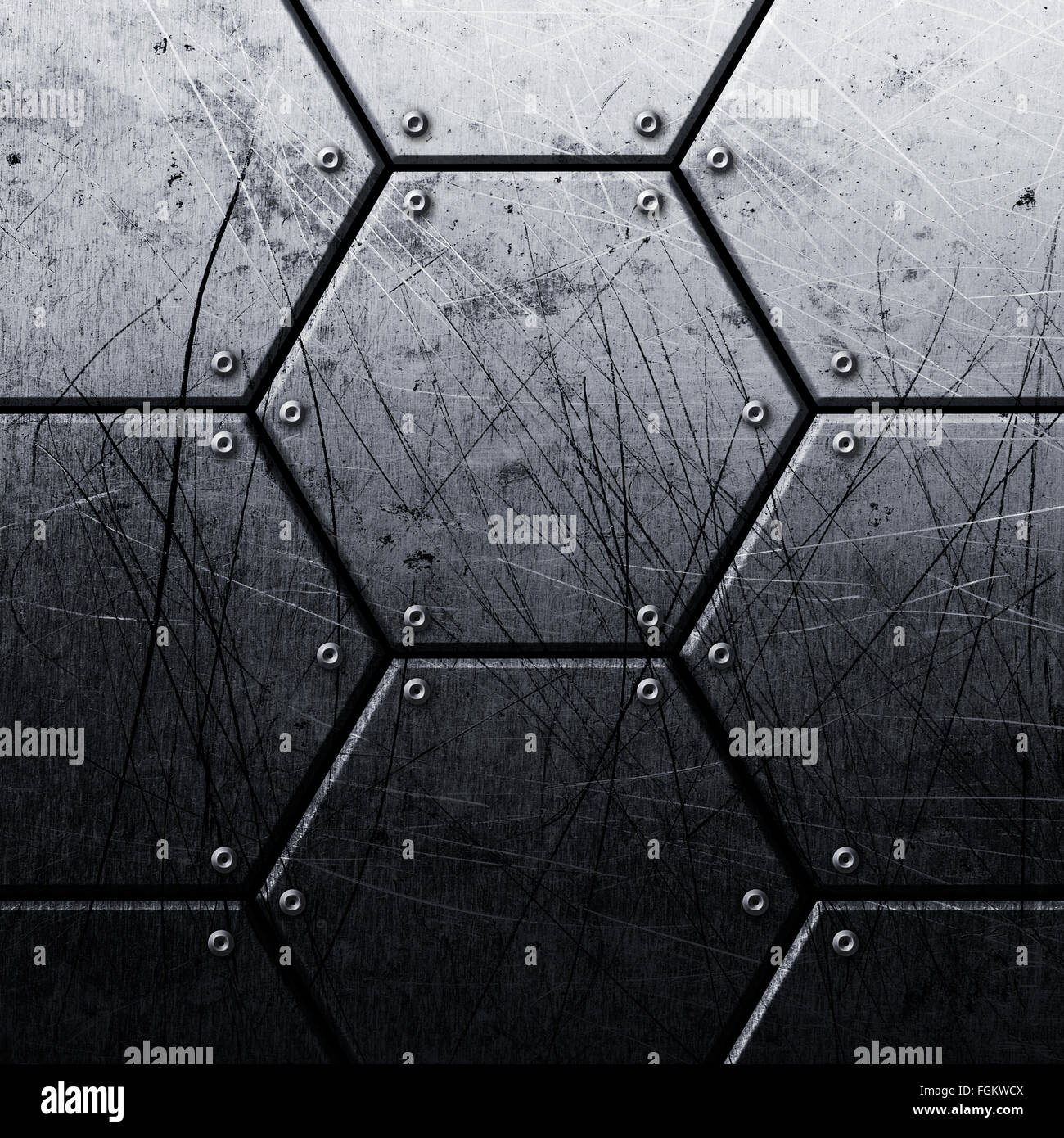 Old dirty and grungy metal background with hexagon and rivets Stock ...
