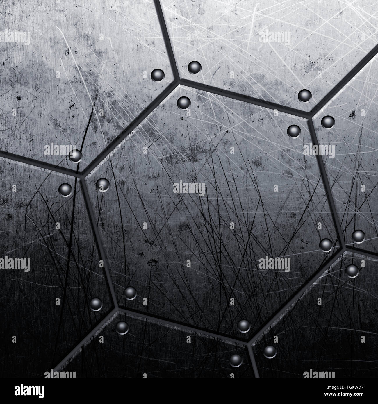 Grunge metal texture with a hexagon and rivets Stock Photo - Alamy