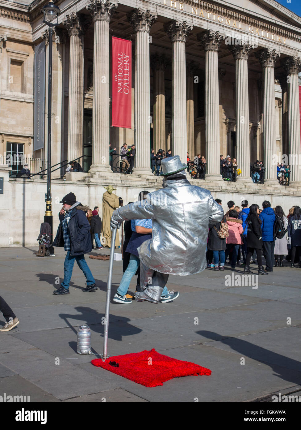 Yoda and levitating statues outside the National Gallery in London