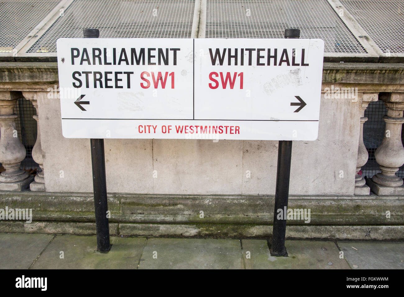 Parliament Street and Whitehall Sign SW1 London Stock Photo