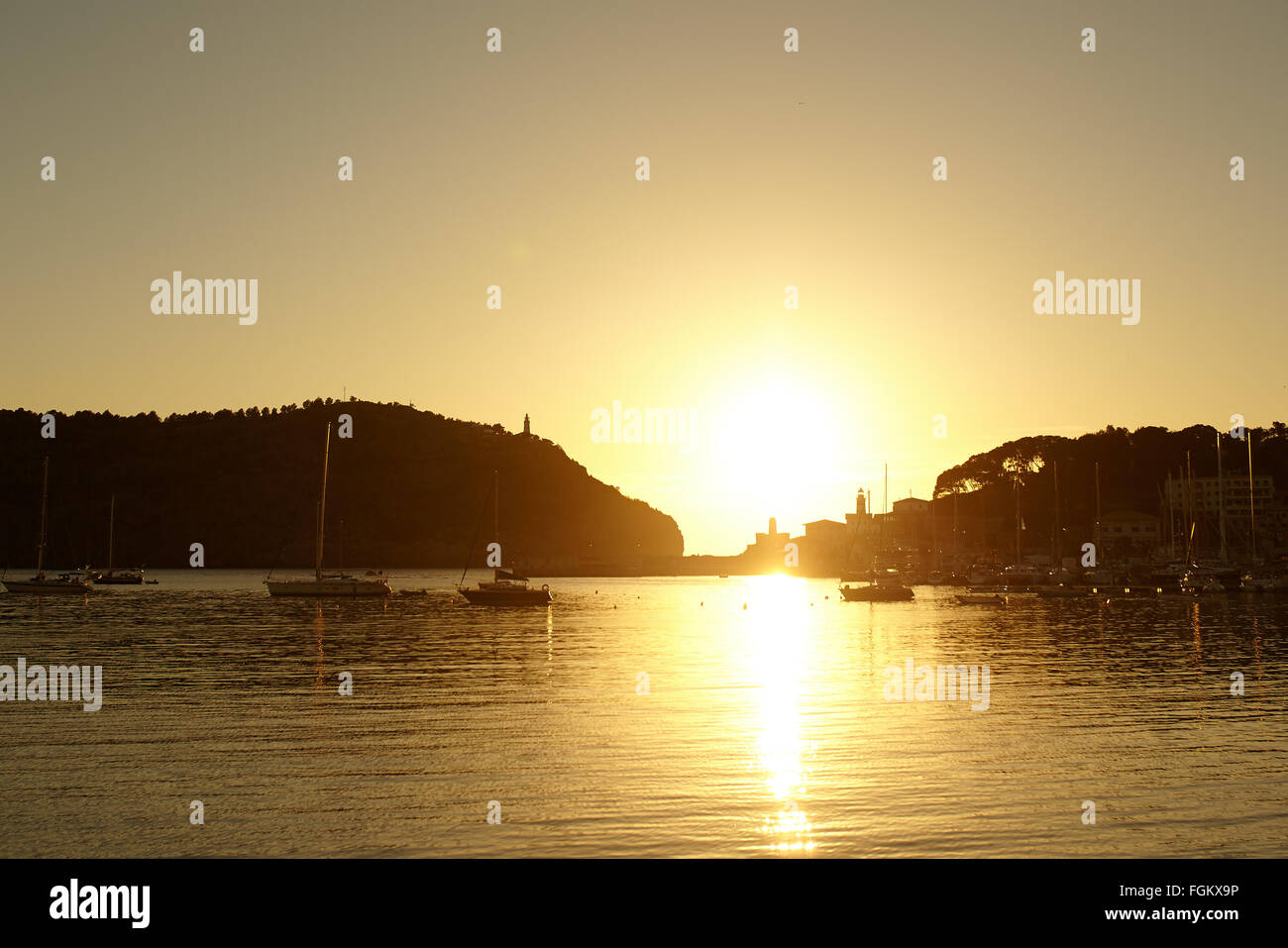 Sunset in Port Soller Stock Photo
