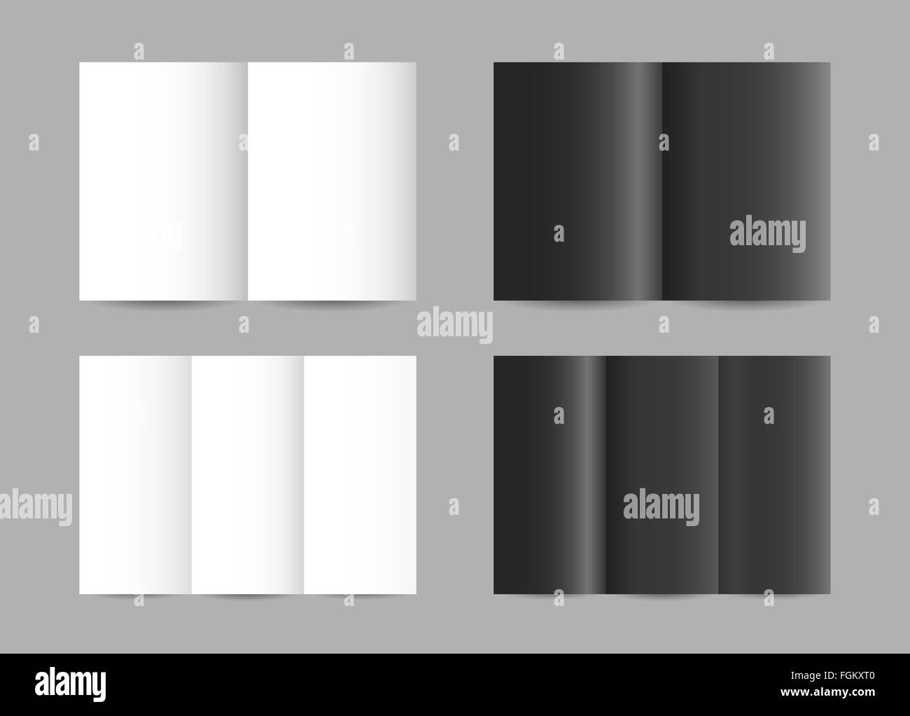 Vector simple folded paper leaflets in black and white color Stock Photo