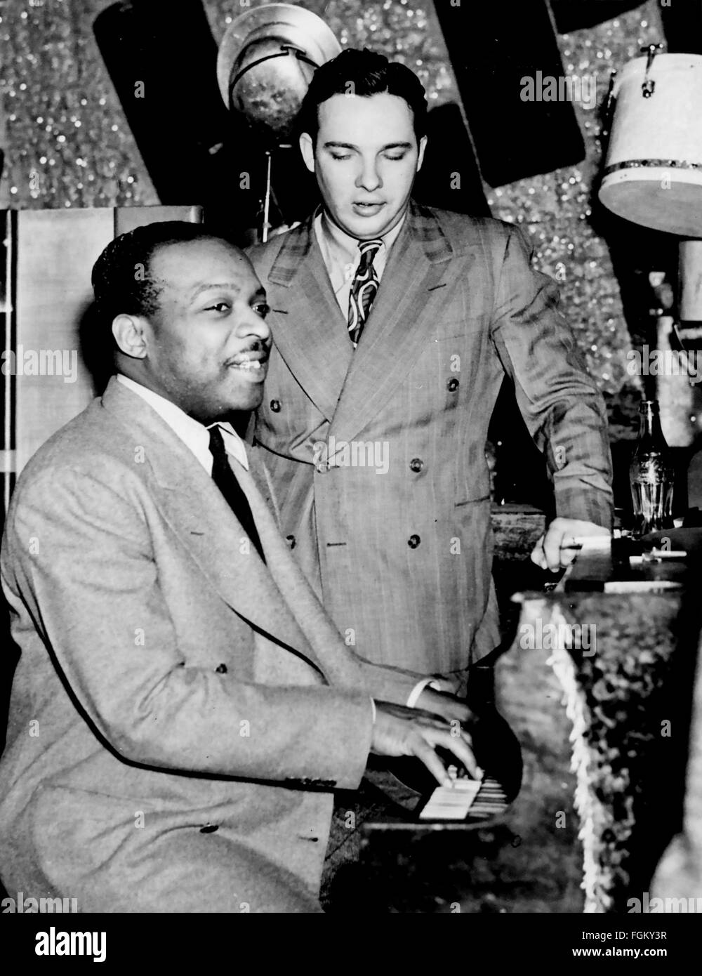 COUNT BASIE US jazz musician at piano with bandleader Bob Crosby at the Howard Theater, Washington, D.C., about 1941. Photo US Library of Congress Stock Photo