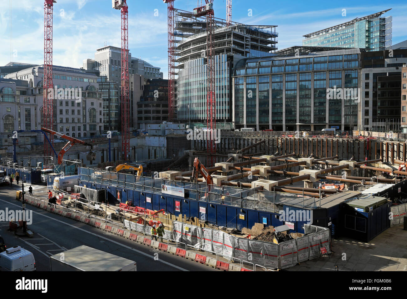 New Goldman Sachs headquarters construction site near Holborn Viaduct 70 Farringdon Street & 66 Shoe Lane building in distance London UK  KATHY DEWITT Stock Photo