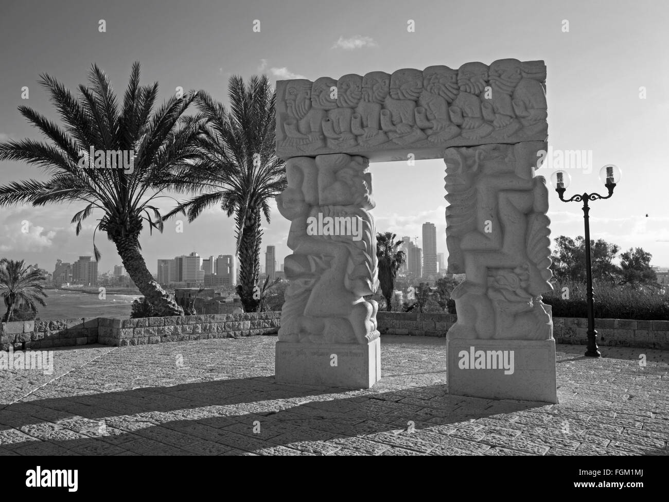 TEL AVIV, ISRAEL - MARCH 2, 2015: The modern contemporary sculpture 'Statue of Faith', by Daniel Kafri, 20th century. Stock Photo