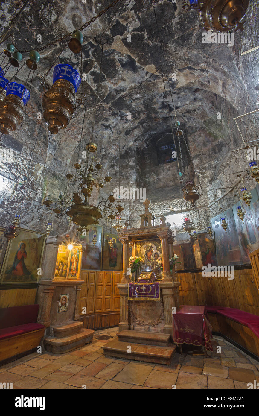 JERUSALEM, ISRAEL - MARCH 3, 2015: The orthodox church Tomb of the Virgin Mary under the Mount of Olives. Stock Photo