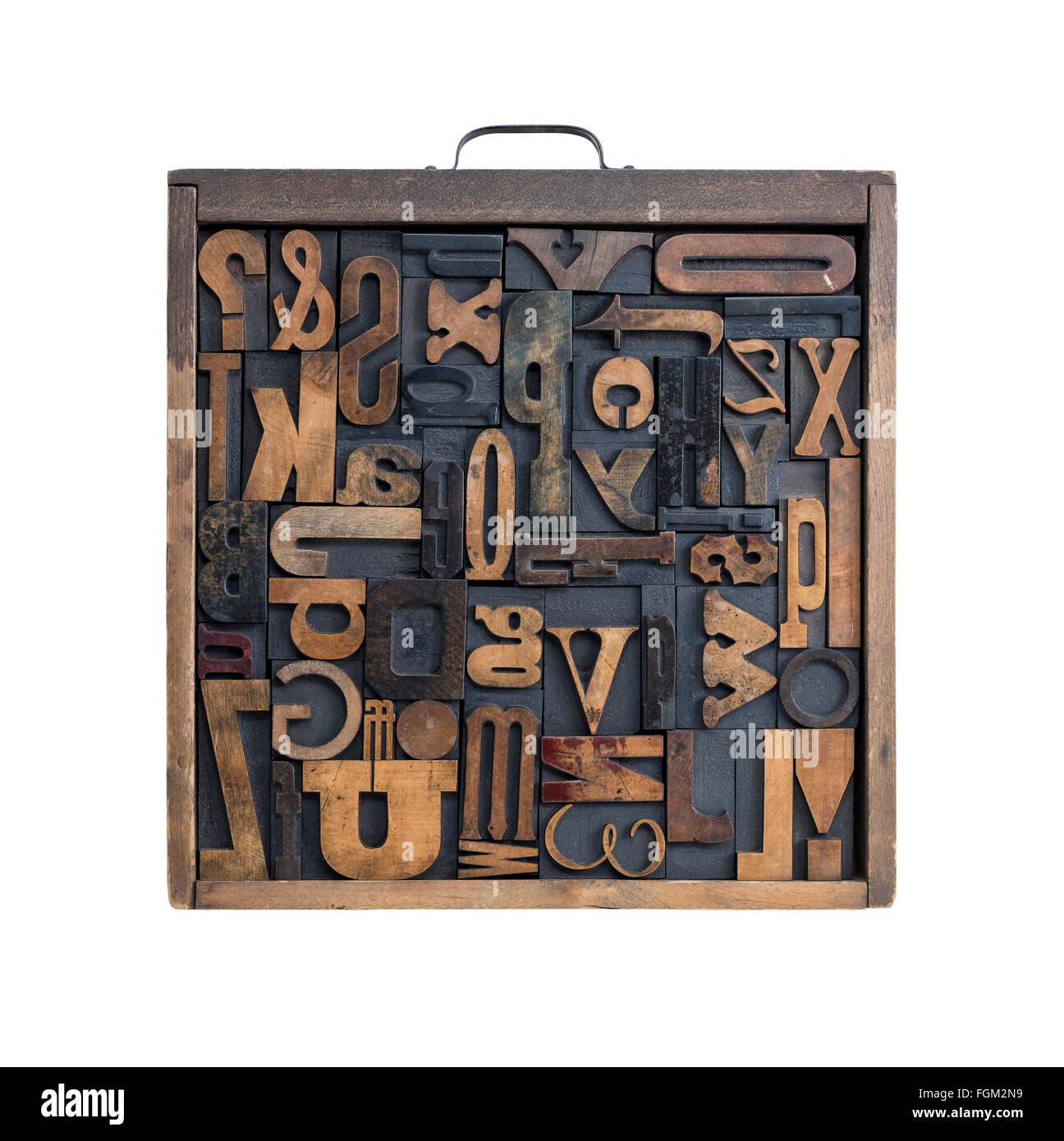 Collection of various wood type letters for printing Stock Photo Alamy