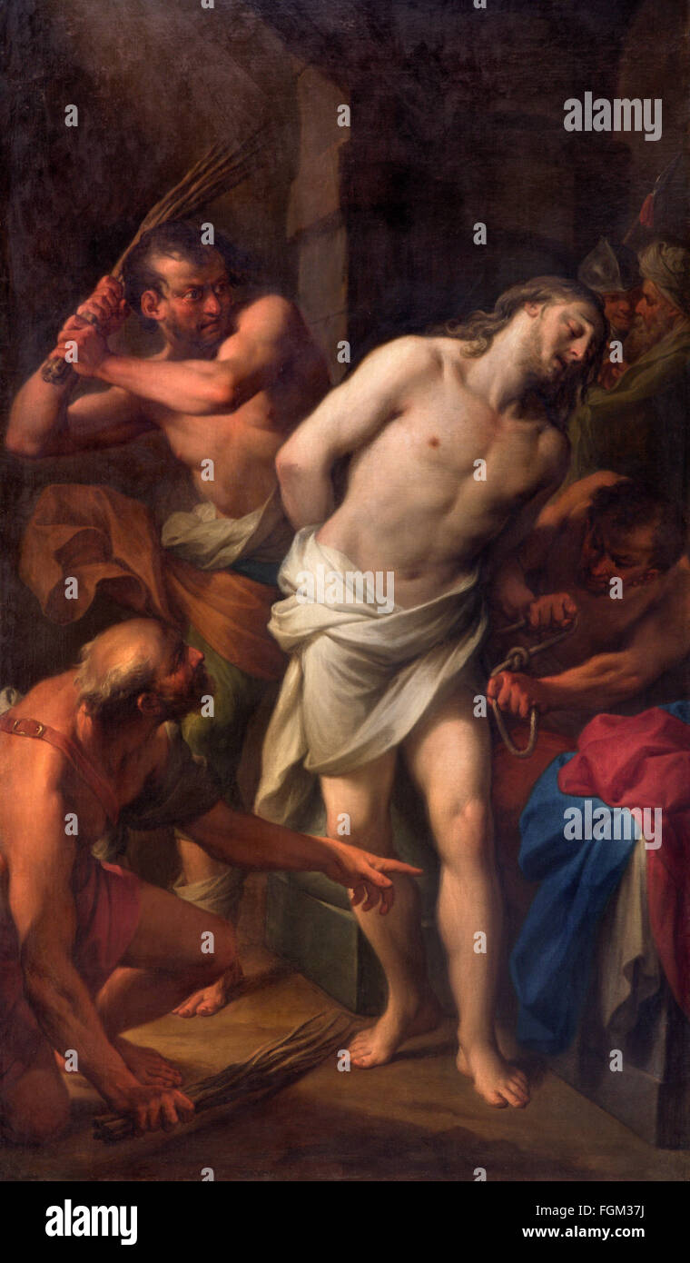 ROME, ITALY - MARCH 25, 2015: The Flagellation of Christ by Andrea Casali (1777) Stock Photo