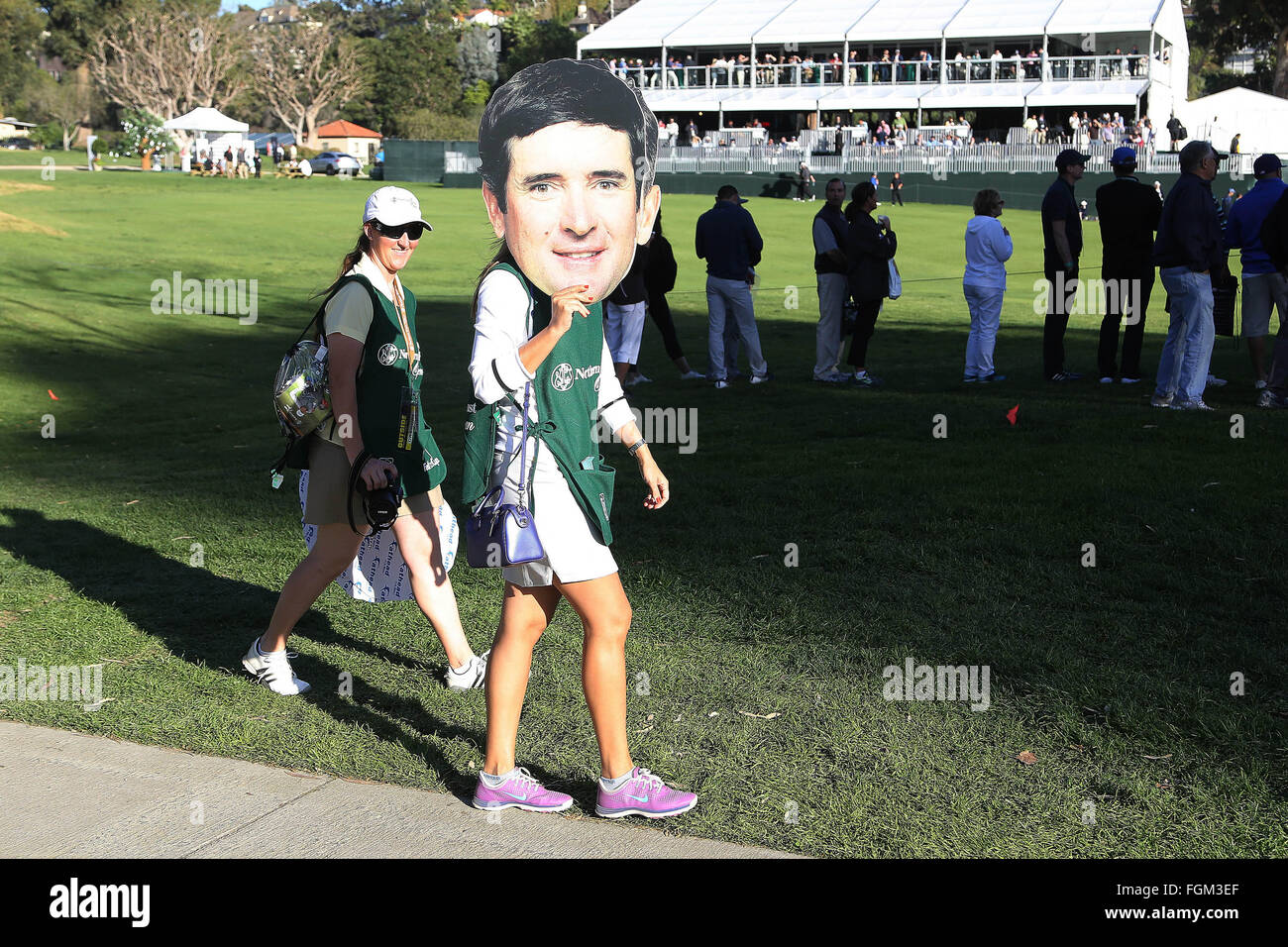 Pacific Palisades, CA, USA. 19th Feb, 2016. February 19, 2016: Bubba Watson FatHead during the second round of the Northern Trust Open, Pacific Palisades, CA. Michael Zito/ESW/CSM/Alamy Live News Stock Photo