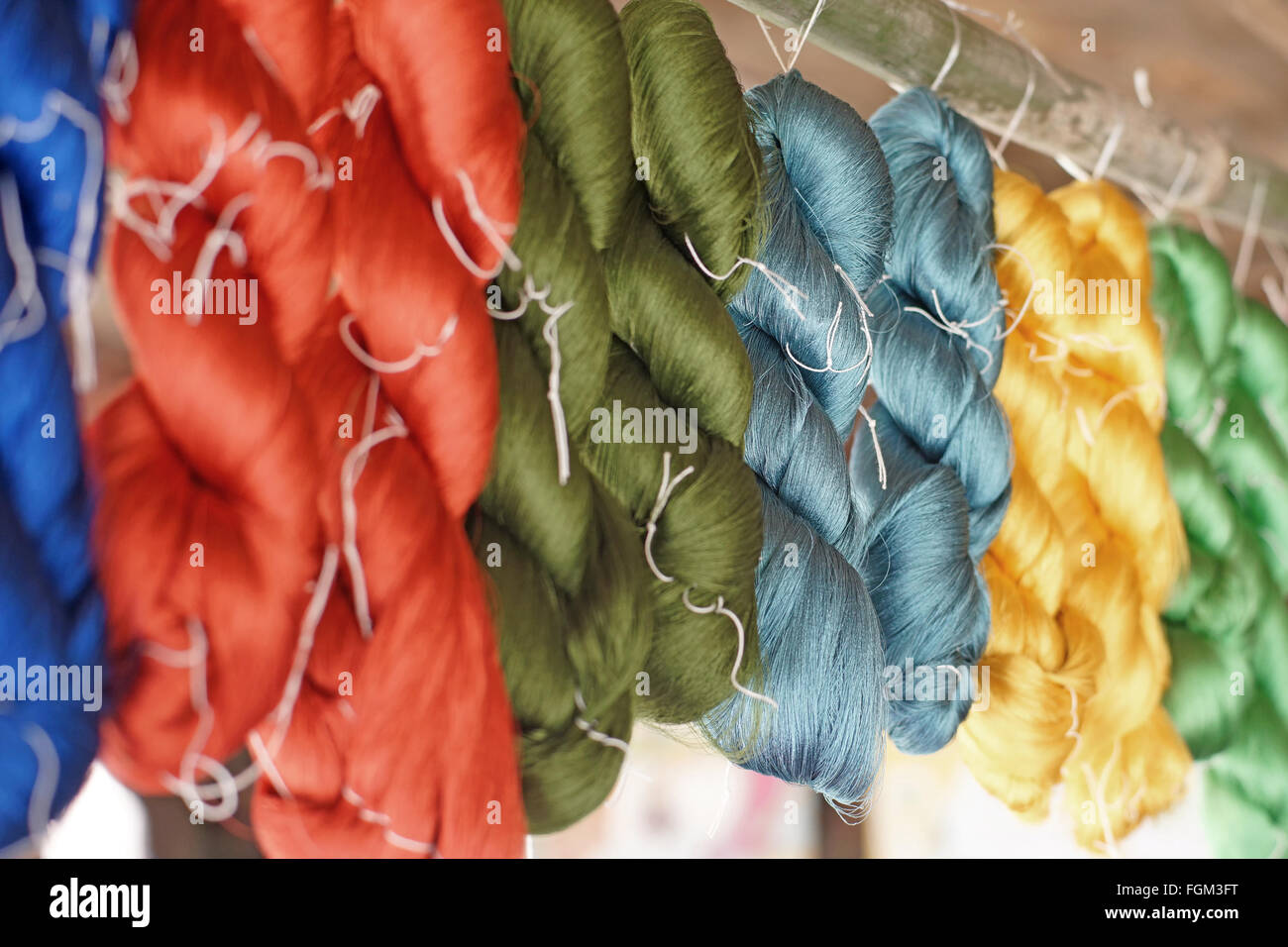 silk production process, colorful raw silk thread Stock Photo Alamy