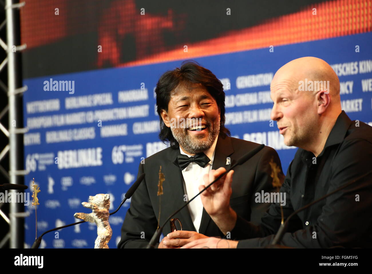 Berlin, Germany. 20th Feb, 2016. Mark Lee Ping-Bing receives Silver Bear for Outstanding Artistic Contribution at 66th Berlinale. © Jakob Ratz/Pacific Press/Alamy Live News Stock Photo